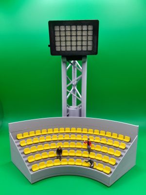 Subbuteolab linea stadio curva 3D completa di riflettore - seggiolini gialli