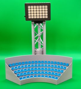 Subbuteolab linea stadio curva 3D completa di riflettore - seggiolini blu