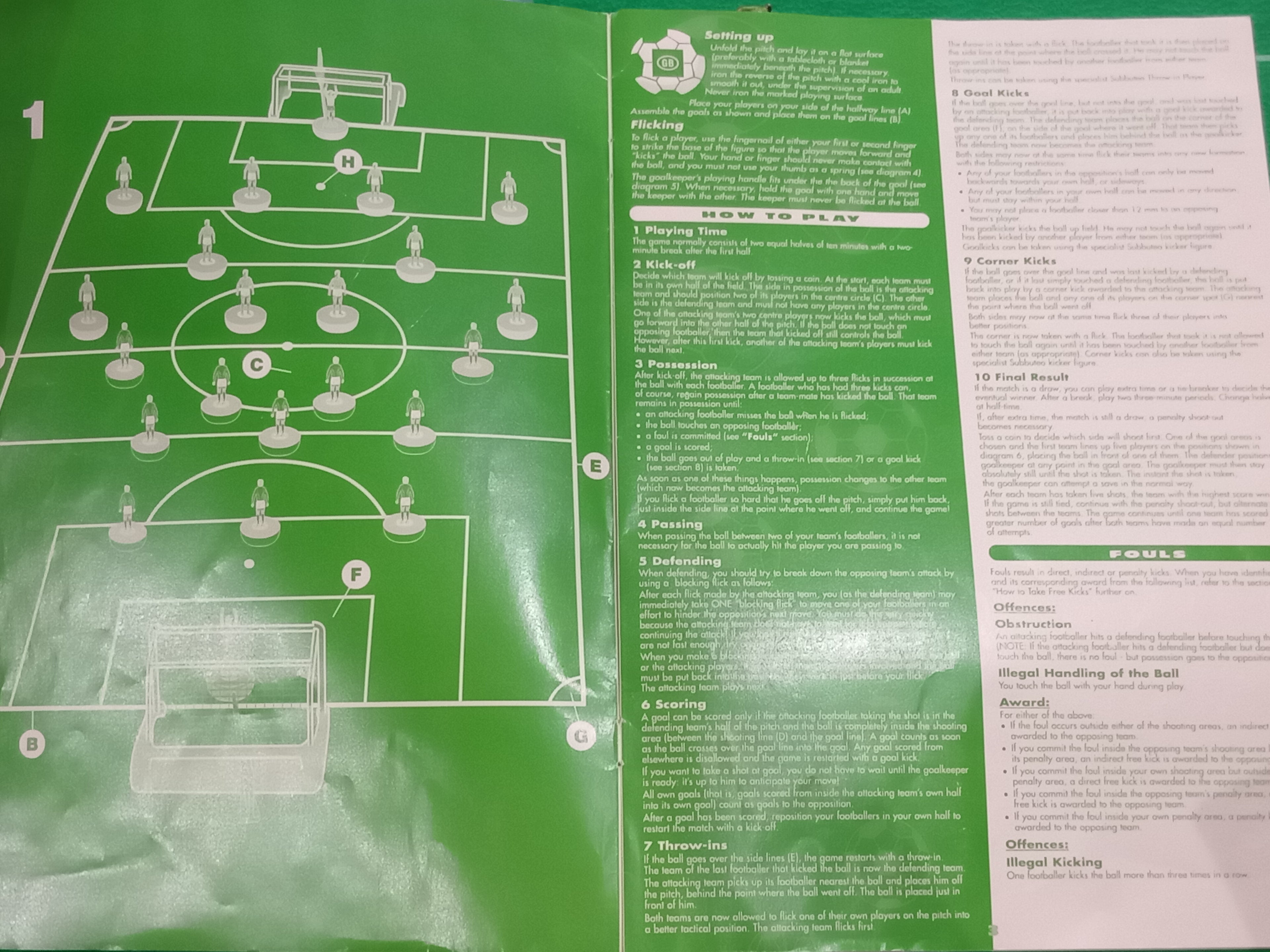 Subbuteo Hasbro regole di gioco multilingue 1997
